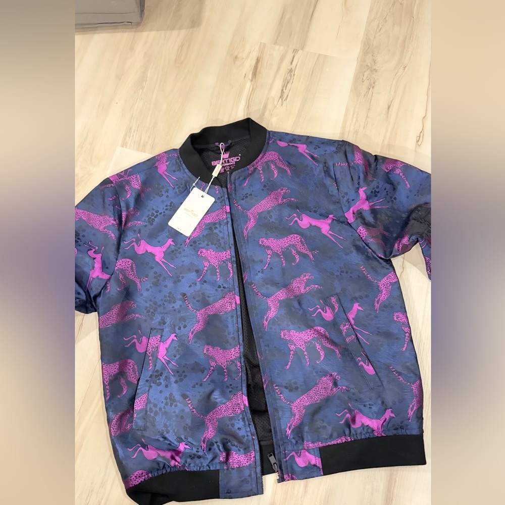 Women's Bomber Jacket in Black and Pink